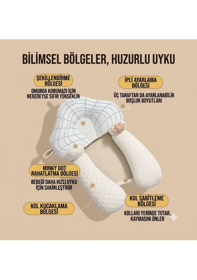 Bebek Güvenli Yatış Yastığı, Kafa Ve Vucut Şekillendirici Yastık