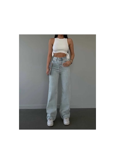 Woddi Nvn Hsn Cnk Serenay Mavi Kar Yıkama Likralı Bel Salaş Jeans New Sezon Taş1 Woddi Nvn Hsn Cnk Serenay Mavi Kar Yıkama Likralı Bel Salaş Jeans New Sezon Taş1