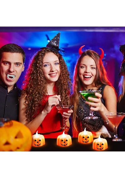 Halloween Bal Kabağı Led Mum, 5cm X 3 Adet