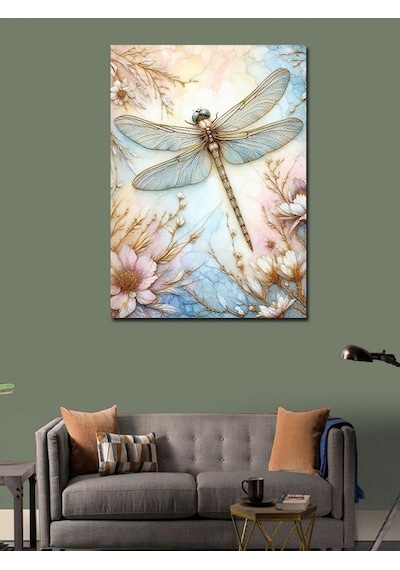 Kanvas Tablo Yusufçuk Ve Çiçekler 70cmx100cm