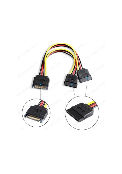 15 Pin Sata Power Çoklayıcı Y Bakır Kablo
