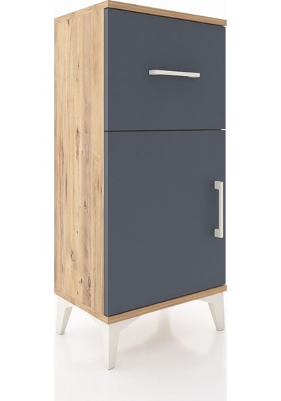 Arges Komodin Tek Raflı Tek Çekmeceli Tek Kapaklı 44x30x96 Çam-antrasit Atlas Çam