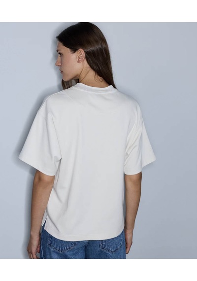 İpekyol Tül Ve Nakış Aplikeli Ekru Kadın T-shirt Iw6260070170