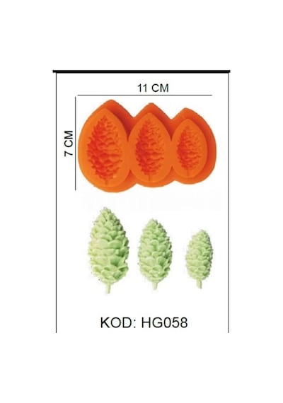 Silikon Kalıp Yılbaşı Çam Ağacı Derin 3 Lü Hg-058 Turuncu