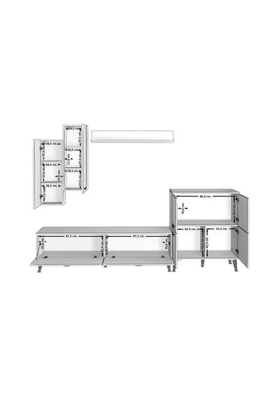 Decoraktiv Eko 6 Slm Std Silver Tv Ünitesi Tv Sehpası Beyaz - Siyah