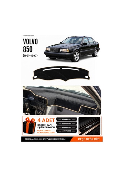 Volvo 850 1991-1997 Uyumlu Torpido Koruma, Torpido Örtüsü, Torpido Kılıfı - Siyah-bej - Vo007