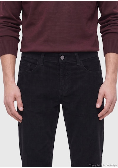 Ramsey Siyah Dokuma Regular Fit Kadife Casual Pamuk Karışımlı Pantolon