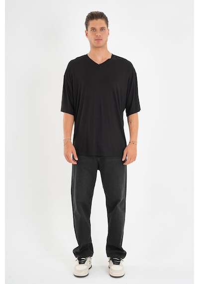 Alexander Gardi Alexandergardı V Yaka Oversize T-shirt Siyah