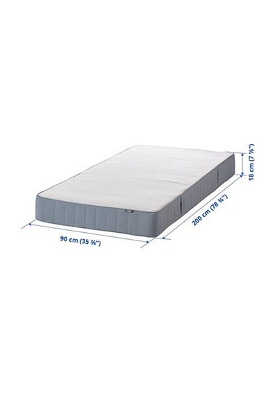 Ikea Vestmarka Tek Kişilik Yatak, Açık Mavi, 90x200 Cm