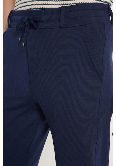 Tudors Erkek Slim Fit Pamuklu Beli Bağlamalı Yan Cepli Katlamalı Paça Jogger Lacivert Pantolon-35399 Lacivert