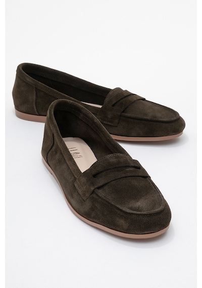 Luvishoes Luvi Shoes F02 Hakiki Deri Kadın Loafer Ayakkabı - Yeşil Süet