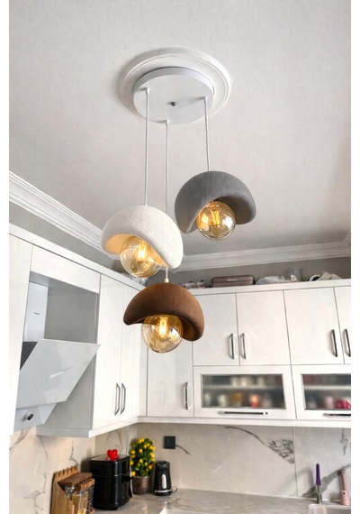 Beton Görünümlü Modern Şık İskandinav Tarz 3 Başlıklı Avize 25cm Ampul Dahil Değildir Nestvibe Beyaz