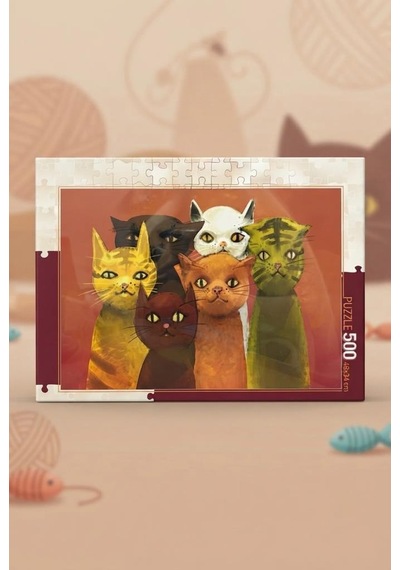 500 Parça Kediler Temalı Eğlenceli Puzzle - Sevimli Dostlarımız