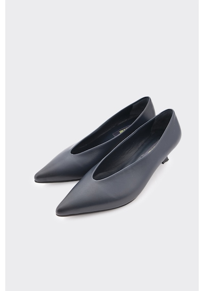 Derinet Hakiki Deri Kısa Topuklu Kadın Stiletto Laci Laci