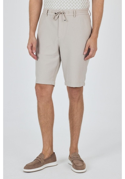 İmza Bej Düz Esnek Gabardin Casual Şort 1016250150 Bej