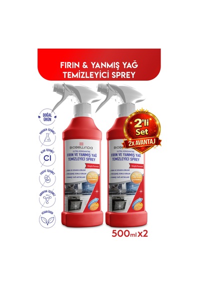 Fırın Ve Yanmış Yağ Temizleyici Tüm Zorlu Kirleri Anında Yok Eder Sprey 500 Ml 2'li Set