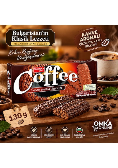 Coffee Kahve Aromalı Çikolata Kaplı Bisküvi 130 G Bulgaristan Atıştırmalığı