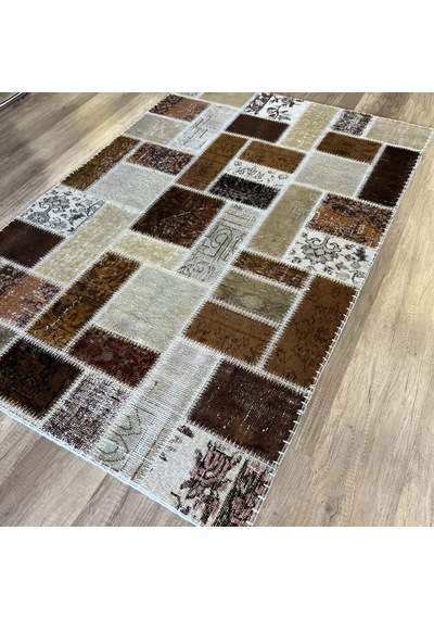 Hoom Rugs Patchwork Kahve Kutulu El Dokuma Kilim Kahve