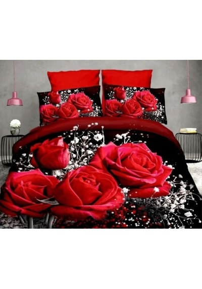 Rose5 Çift Kişilik 4 Parça Luxury Nevresim Takımı Koyu Kırmızı
