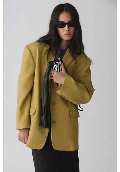 Suud Collection Sarı Gina Kaşe Blazer Ceket