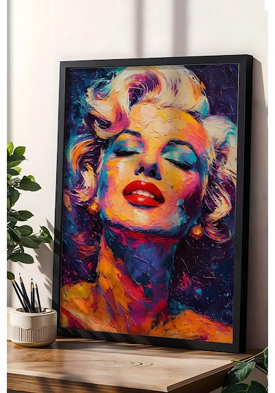 Marilyn Monroe Pop Art Yağlı Boya Çerçeveli Tablo - Pop Art Poster Tablo