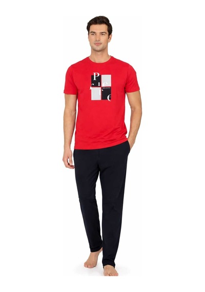 Pierre Cardin Penye Kısakol Pijama Takım Lk-pc6126 Kırmızı