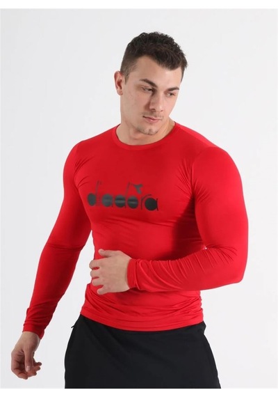 Diadora Soloben - Erkek Kırmızı Uzun Kollu Spor T-Shirt - Tsrt-Zn