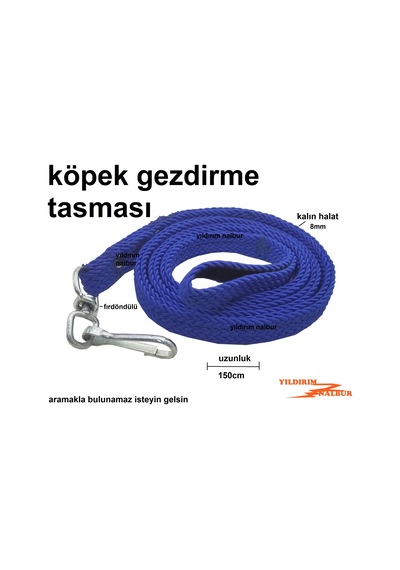 KÖPEK GEZDİRME TASMASI MAVİ KALIN HAYVAN TASMASI KANCALI KÖPEK Zİ