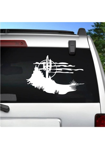 Kaktüs Ve Vahşi Batı Sticker - Araba Oto Motosiklet Karavan Cam Sticker - 00126 60x40 Cm