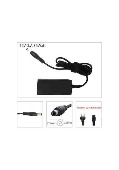 12v 3a (36w) 2.5mm/5.5mm Adaptör Şarj Aleti