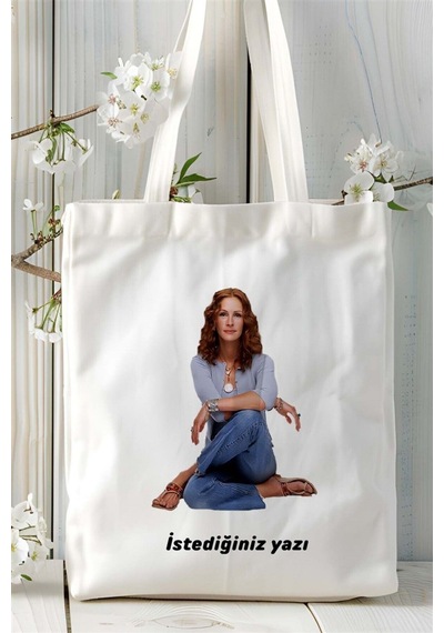 Art Hediye Julia Roberts Baskılı Bez Çanta Kişiye Özel Model 1 Çok Renkli