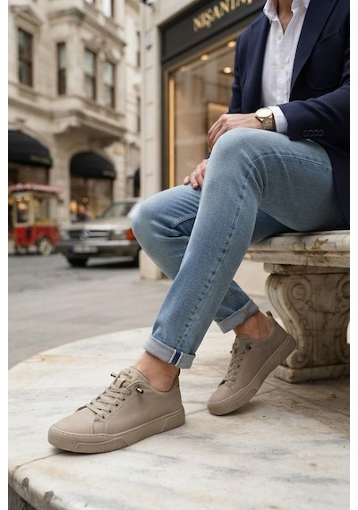 Fort Noka North Rahat Lastik Bağcıklı Sneaker Keten Erkek Ayakkabı Bej