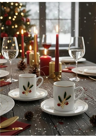 Fine Living Kokina 4 Parça 2 Kişilik Kahve Fincan Seti 93 Ml Beyaz