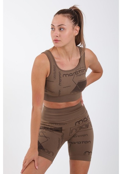 Maraton Active Slimfit Kadın Atlet Yaka Kolsuz Koşu Kakao Bra 813065-Kakao