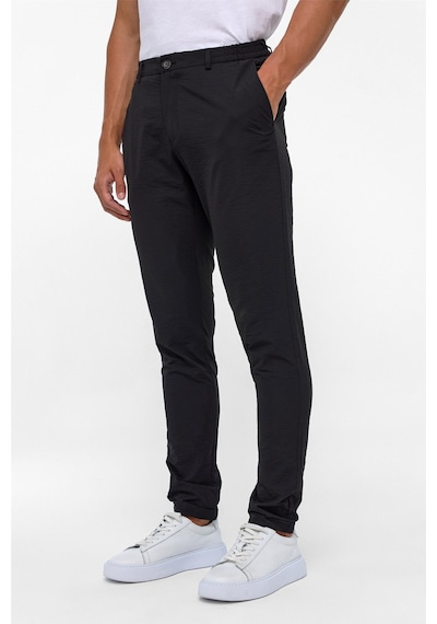 Süvari Siyah Slim Armürlü Jogger Pantolon
