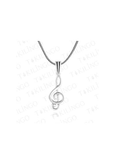 Takılingo 925 Ayar Gümüş Sol Anahtarı Motifli Müzik Temalı Erkek Kolye Gümüş