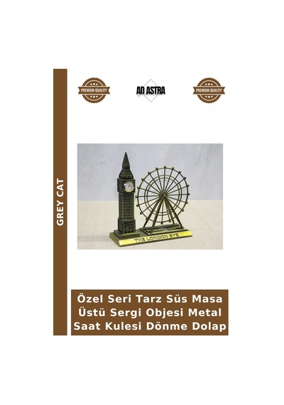 Özel Seri Tarz Süs Masa Üstü Sergi Objesi Metal Saat Kulesi Dönme Dolap Çok Renkli