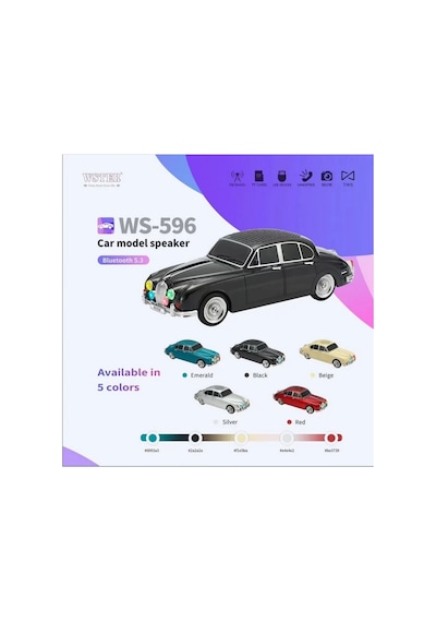 Nostaljik Araba Görünümlü Bluetooth Hoparlör Sd Kart Usb Fm Radyolu Şarjlı Taşınabilir Speaker Mavi