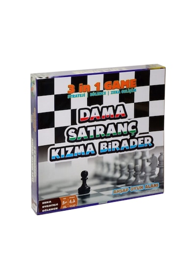 Ahşap Satranç -dama - Kızma Birader 3'lü Oyun Seti