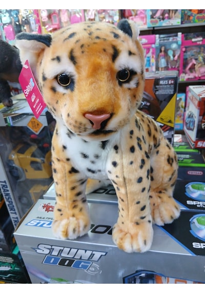 Leopar Oturan Peluş Oyuncak Turuncu