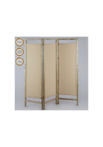 Ahsap Kumas Separatörlü Yikanabilir Paravan Krem Her Kanat 50x150x2 Cm Cin055