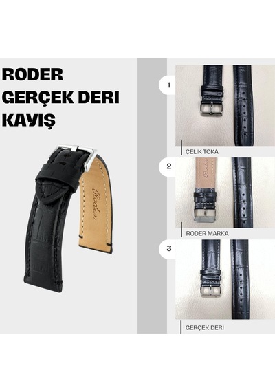 R4137s Roder Deri Kayış - Siyah - 22mm Şeffaf