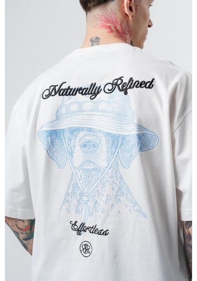 Respire Erkek Refined Baskılı Oversize T-shirt Ekru