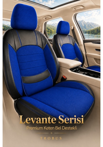 Nissan Note 2006-2012 Uyumlu Levante Serisi Mavi Siyah Oto Koltuk Kılıfı