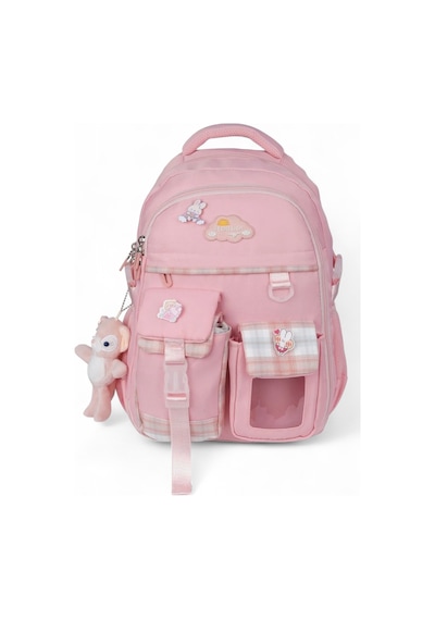 Relaxion 2174-1450 İthal Kore Tarzı Unisex Çocuk İlkokul Sırt Çantası Pudra
