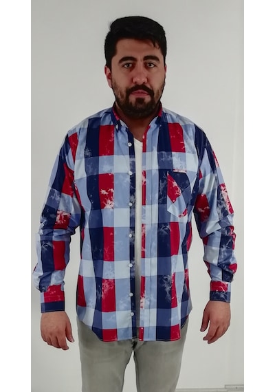 Tousus Regular Fit Ekose Baskılı Erkek Gömlek Kls-4033-tss Lacivert