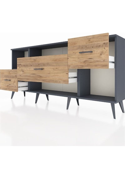Arges Konsol 2 Raflı 3 Çekmeceli 176x30x83 Antrasit-antrasit/çam Antrasit/çam Arges Konsol 2 Raflı 3 Çekmeceli 176x30x83 Antrasit-antrasit/çam Antrasit/çam