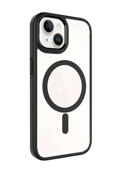 Joko - 59 - Apple iPhone Uyumlu 15 Terea Magsafe Kapak - Csmo-tex - - Siyah Sıyah