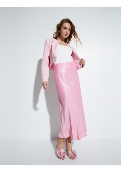 Koton Midi Saten Etek Normal Bel Pembe 4sak70056pw Gül