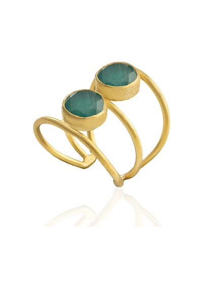 Kadir Jewellery 22 Ayar Altın Kaplama Kadın Zirkon Taşlı Yüzük Ördek Yeşil 50011901